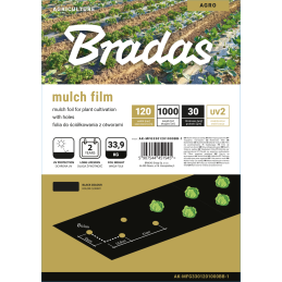 Mulčio plėvelė su skylėmis, 1,2 m x 1000 m, 30 mikronų -AK-MFG3301201000BB-1