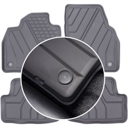 „Volkswagen T-Cross Crossover“ 2018 m. – „AmalPlast AP1108“ guminiai kilimėliai – nubuko spalvos (balti siūlai)