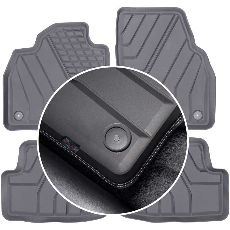 „Volkswagen T-Cross Crossover“ 2018 m. – „AmalPlast AP1108“ guminiai kilimėliai – nubuko spalvos (balti siūlai)