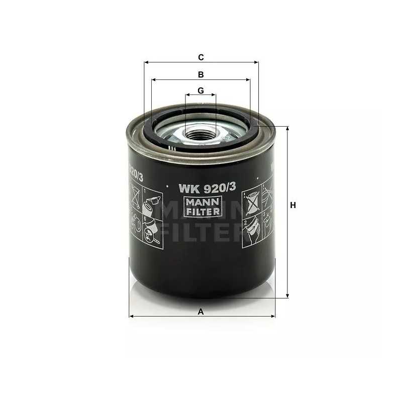 WK 920/3 MANN-FILTER KURO FILTRAS FORD MAZDA 626 2.2D