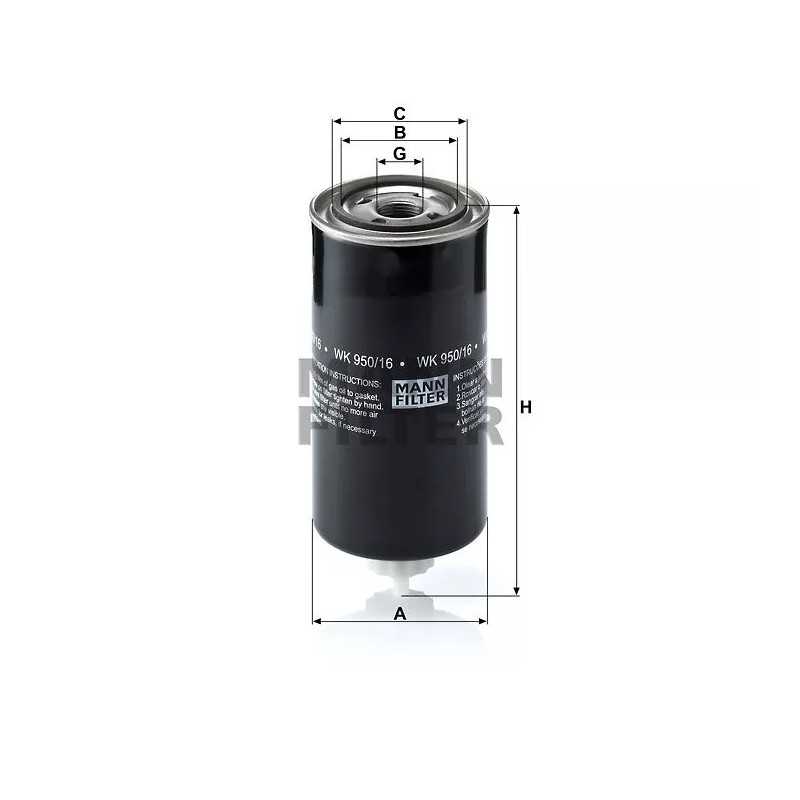 WK 950/16 MANN-FILTER KURO FILTRAS DAF 95XF-SER