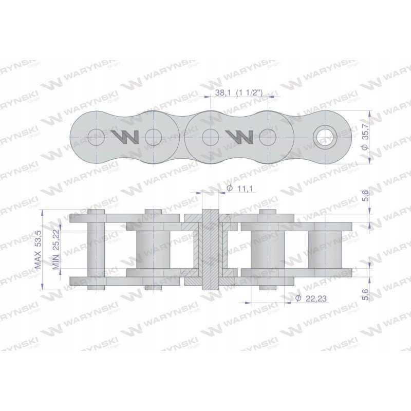Sustiprinta pramoninė ritininė grandinė 24ah 1 ans