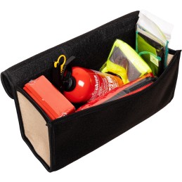 Automobilio bagažinės organizatoriaus krepšys - MAX-MAT (horizontalus) - juodas (su smėlio spalvos šonais - juoda juosta)
