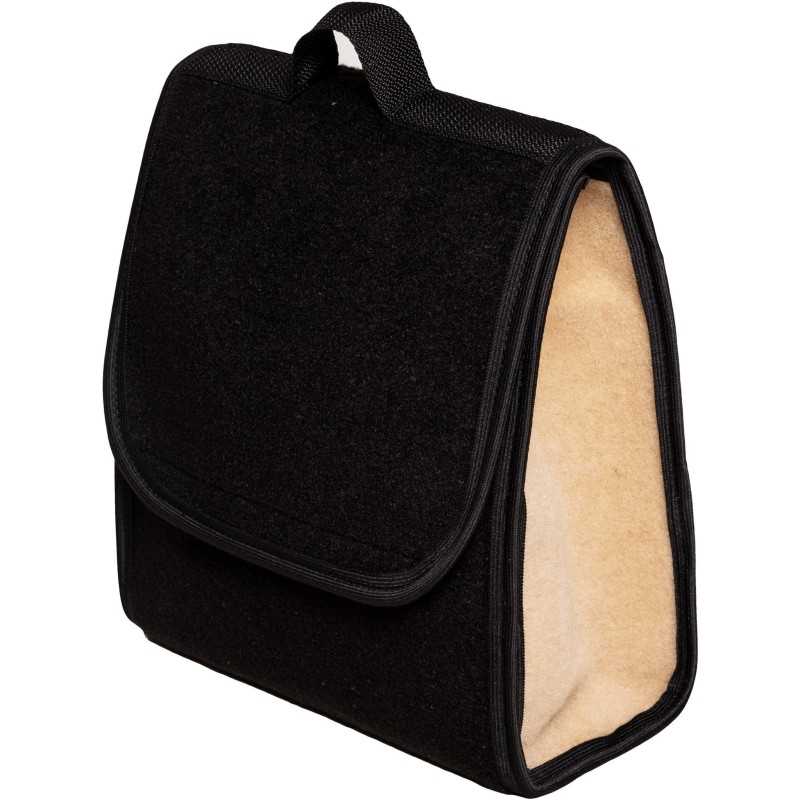 Automobilio bagažinės organizatoriaus krepšys - MAX-MAT (vertikalus) - juodas (su smėlio spalvos šonais - juoda juosta)