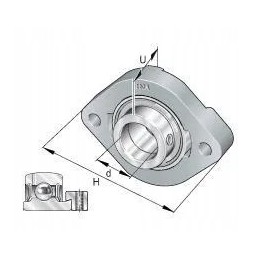 Sukomplektuotas guolis su 2 skylių korpusu