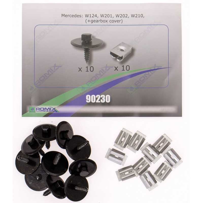 Mercedes W124 1984-1997 Variklio dangtelio laikikliai ROMIX 90230
