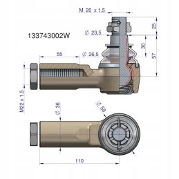 Jungtis, vairo traukės galas, Case IH Steyr 133743002