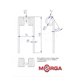 Ilgas surinkimo pirštas ruloniniam presui Sipma Z-276/1, dažytas milteliniu būdu MORGA - 560010020201M