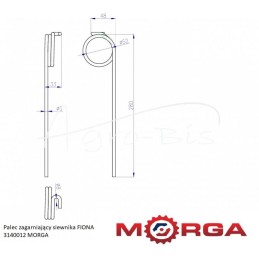 FIONA 3140012 sėjamosios grėbimo pirštas, dažytas milteliniu būdu MORGA - 3140012M