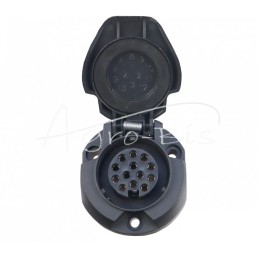 12/24 V 13 kontaktų elektros lizdas su guminiu padu, aukščiausios kokybės nikeliuoti ELMOT kištukai - G13EL