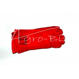 Penkių pirštų suvirinimo pirštinės iš skaldytos jaučio odos, raudonos, 10 dydis - 002669