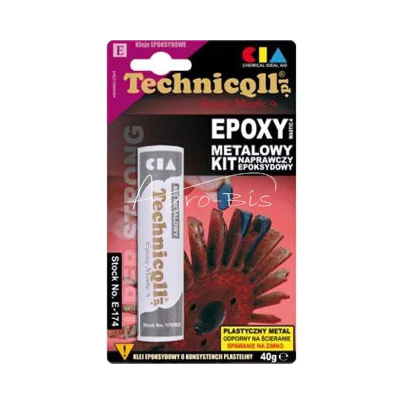 Epoksidiniai klijai metalui glaistas 40g užpildo tarpus, defektus E-174 Technicqll - E174