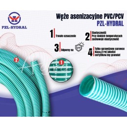PVC/PVC nuotekų siurbimo ir išleidimo žarna DN35 PZL HYDRAL - PCV35HMB