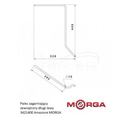 Ilgas kairysis išorinis griebimo pirštas D-9mm Amazone milteliniu būdu dažytas MORGA - 3421400M