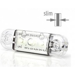 Priekinis gabaritinis žibintas W97.1 LED 12/24V baltas universalus vandeniui atsparus su laidu - 710