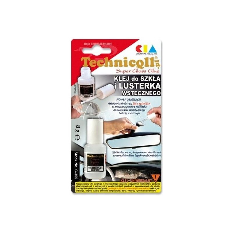 Momentiniai veidrodžių klijai 8g cianoakrilatas C-355 Technicqll - C355