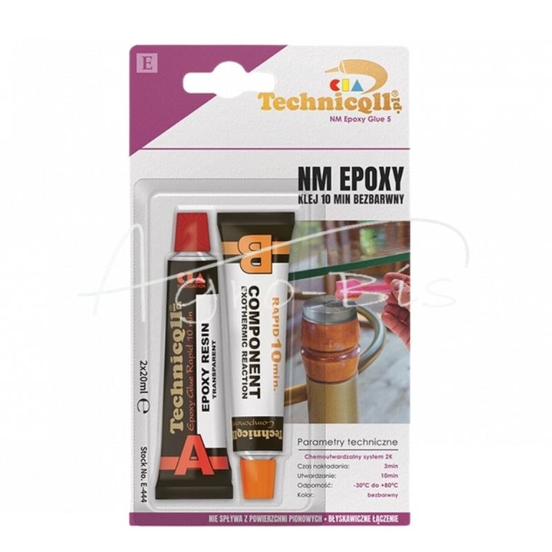 Bespalviai dviejų komponentų epoksidiniai klijai 2X12ml 10min universalūs E-444 Technicqll - E444