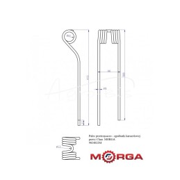 Dešinysis Claas 9024822 rotacinio grėblio dantis, dažytas milteliniu būdu, MORGA - 9024822M