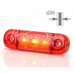 Galinis gabaritinis žibintas W97.1 LED 12/24V raudonas universalus vandeniui atsparus su laidu - 709