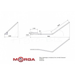Kairysis išorinis grėbimo dantis 959334, padengtas milteliniu būdu, Amazone MORGA sėjamoji - 963435M