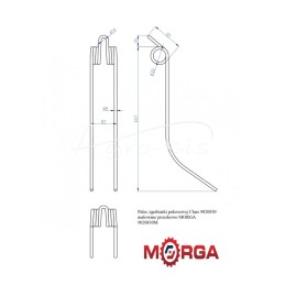 Claas 9020830 grėblio noragai, dažyti milteliniu būdu MORGA - 9020830M