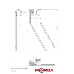 Fella 487134 vartytuvo pirštas L 368 X 103 X 9 fi58 milteliniu būdu dažytas MORGA dešinysis - 487133M