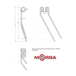 Deutz-Fahr Pottinger dešinysis vartytuvo dantis 06580391, dažytas milteliniu būdu MORGA - 06580391M