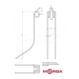 Deutz-Fahr Kverneland L 580x88x9 69 rotorinis grėblys, dažytas milteliniu būdu MORGA - 06580259M