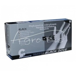 Guminės apžiūros pirštinės, pagamintos iš nitrilo, juodos, M dydžio , sutvirtintos - RDM