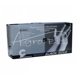Guminės apžiūros pirštinės, pagamintos iš nitrilo, juodos, L dydžio , sutvirtintos - RDCL