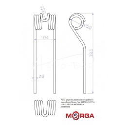 Spyruokliniai noragai rotoriniam vartytuvui Deutz-Fahr KH500 6565574, 1.1045.030.104.00 MORGA - 2934009M