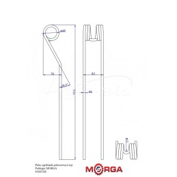 Pradalgės grėbimo dantis, Pottinger 436.033 tipo, dažytas milteliniu būdu MORGA - 436033M