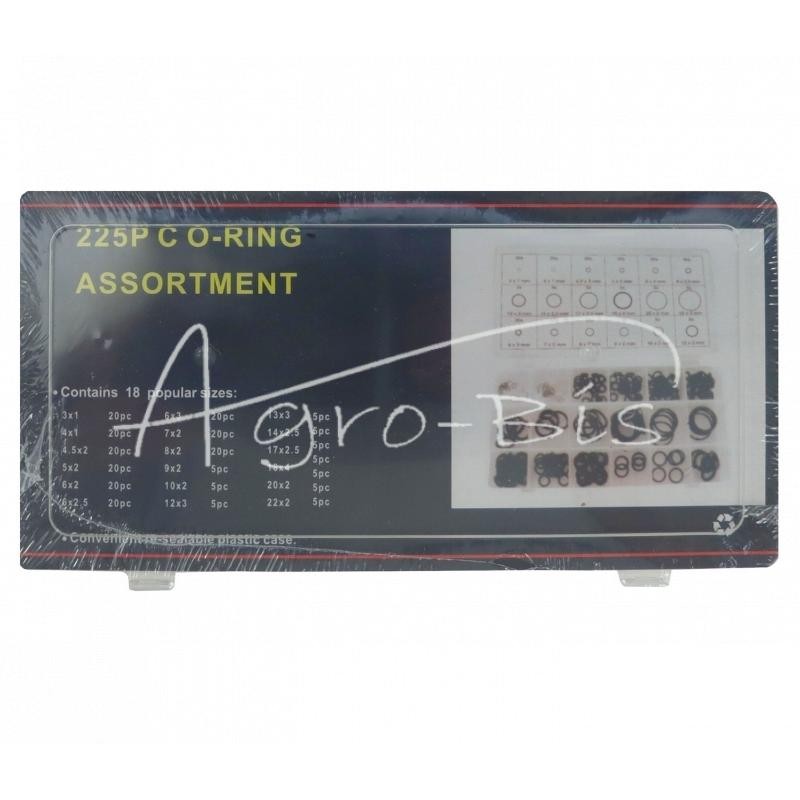 O formos žiedų rinkinys, plastikinė dėžutė, 225 vnt., 3x1 - 22x2 - ZO225SZ