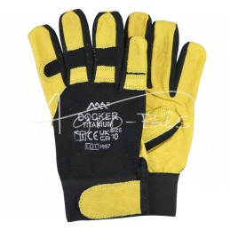 „Docker Titanum“ penkių pirštų, elastingos, pilno grūdo jaučio odos apsauginės pirštinės, juodos/geltonos, 10 dydis - ROT10