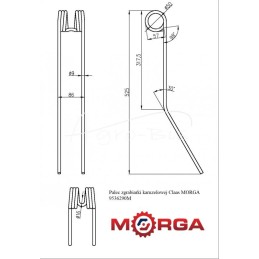 Claas MORGA milteliniu būdu dažytas rotacinio grėblio dantis 9536290 - 9536290M
