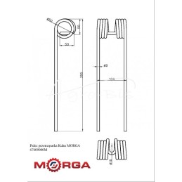 Kuhn 58561900 vartytuvo noragai, padengti milteliniu būdu MORGA - 58561900M