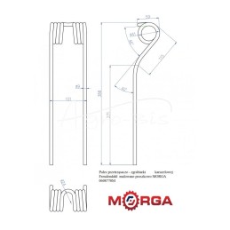 Freudendahl 0608770 rotacinio grėblio dantis, dažytas milteliniu būdu, MORGA - 0608770M