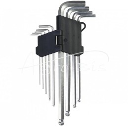 Pilnas šešiakampių raktų rinkinys, 9 dalys, 1,5–10 mm, 22 cm ilgio - IMBH01