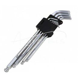 Pilnas šešiakampių raktų rinkinys, 9 dalys, 1,5–10 mm, 22 cm ilgio - IMBH01