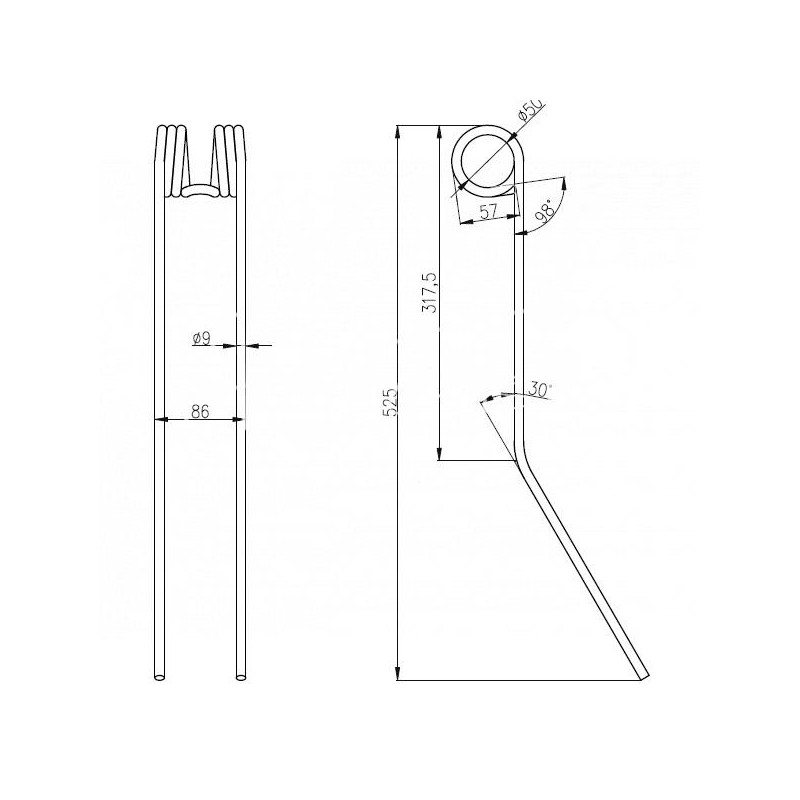 Spyruokliniai noragai CLAAS WS380S 9536290 vartytuvui-grėbliui - 5259536290