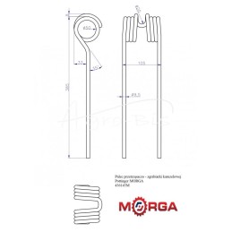 Dantas 436145 Pottinger rotaciniam grėbliui, dažytas milteliniu būdu, MORGA - 436145M
