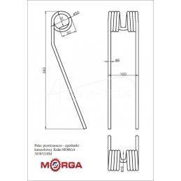 Kuhn MORGA milteliniu būdu dažytas rotacinio grėblio pirštas - 58505210M