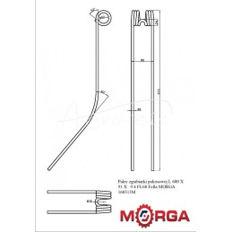 Dantų pjovimo mašinai L 600 X 91 X 9,4 FI-68 Fella milteliniu būdu dažytas MORGA - 160313M