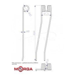 Dantas 436233 Pottinger rotaciniam grėbliui, dažytas milteliniu būdu, MORGA - 436233M