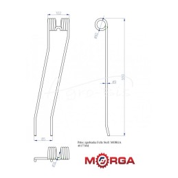 Felle Stoll 491774 grėblio pirštas, padengtas milteliniu būdu MORGA - 491774M