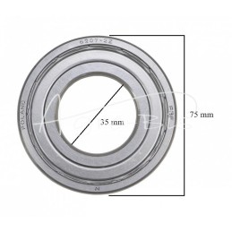 Vienos eilės ekranuotas rutulinis guolis 6207 ZZ FŁT Kraśnik - 6207 ZZ FŁT