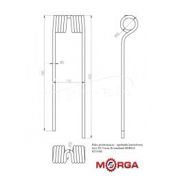 Kairysis rotacinis grėblio vartytuvo noragas PZ Vicon, Kverneland milteliniu būdu dažytas MORGA - PZ339M