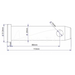 Ursus MF3, MF4 apatinio kablio laikiklio kaištis, grūdintas MORGA - 1663987M1M