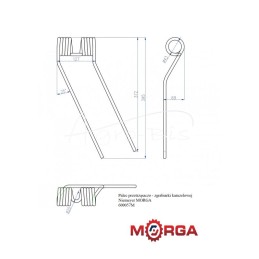 Rotacinio grėblio dantys 600057 Niemeyer, dažyti milteliniu būdu MORGA - 600057M