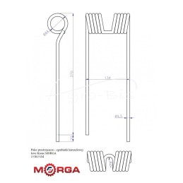 Kairysis rotacinis grėblio vartytuvo dantis Krone 153015.1, dažytas milteliniu būdu MORGA - 1530151M
